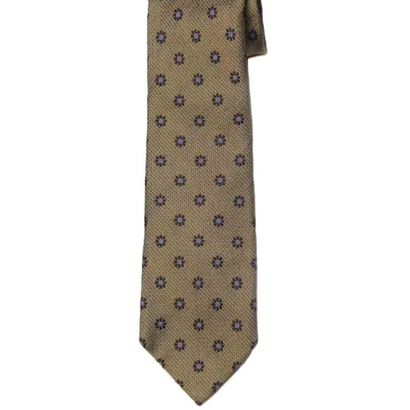 Peter Millar Hand Folded Silk Tie Brown Gray Men's Long - Picture 1 of 1